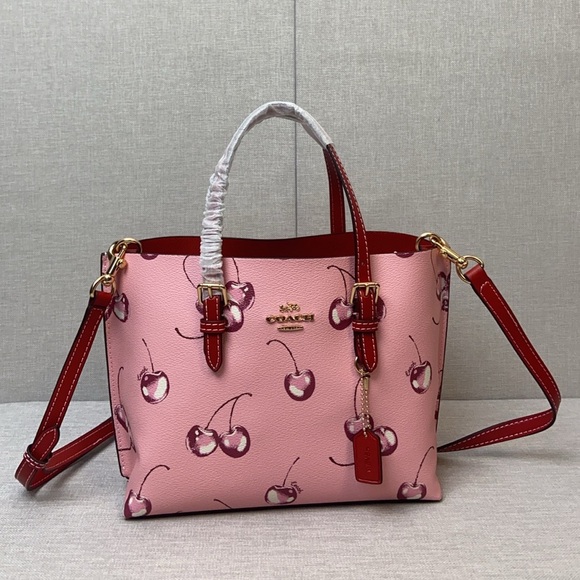 🍏🍏Coach Mollie  Tote Bag 25 With Cherry Print Crossbody Strap - Picture 4 of 9